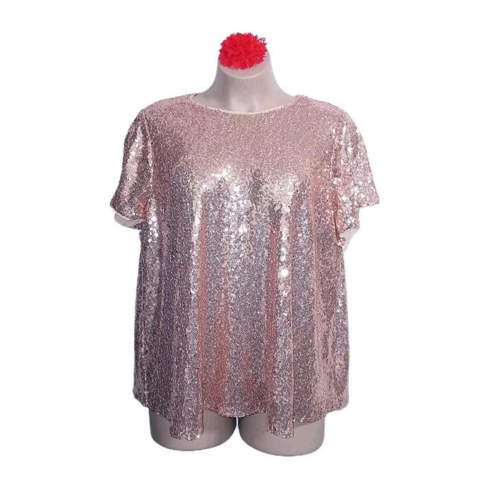 Torrid Women Abbey Champagne Sequins Top 3X Gold Holiday New Years Eve Birthday